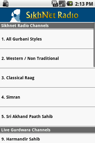 SikhNet Radio Channel List